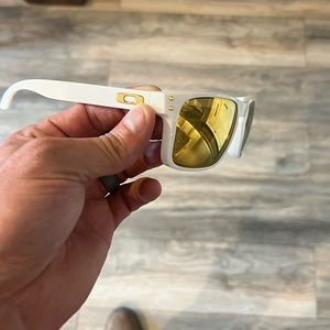 Oakley Holbrook white and gold sunglasses